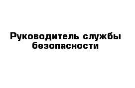 Руководитель службы безопасности